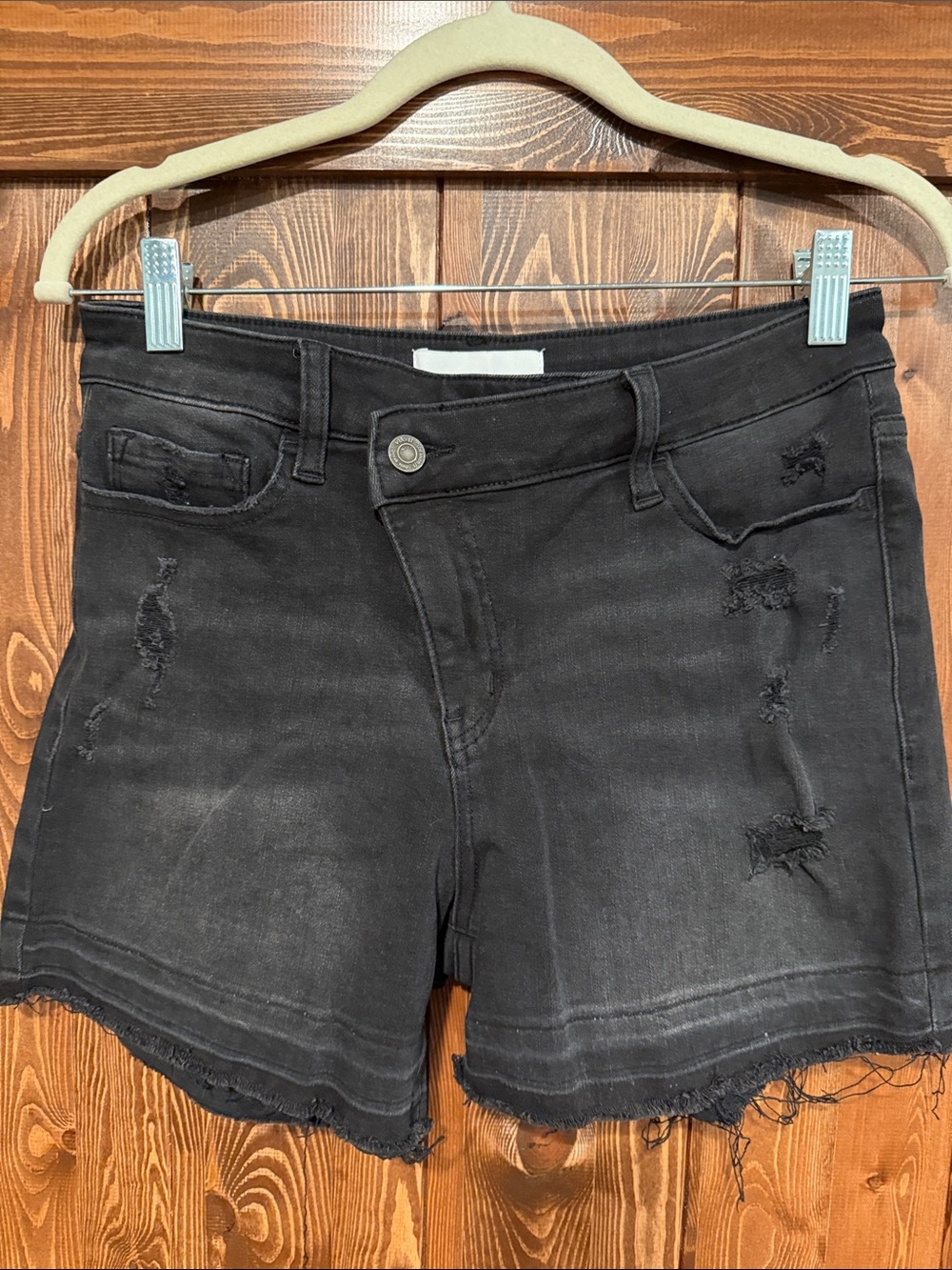 VERVET BY FLYING MONKEY Black Distressed Denim Cutoff Shorts